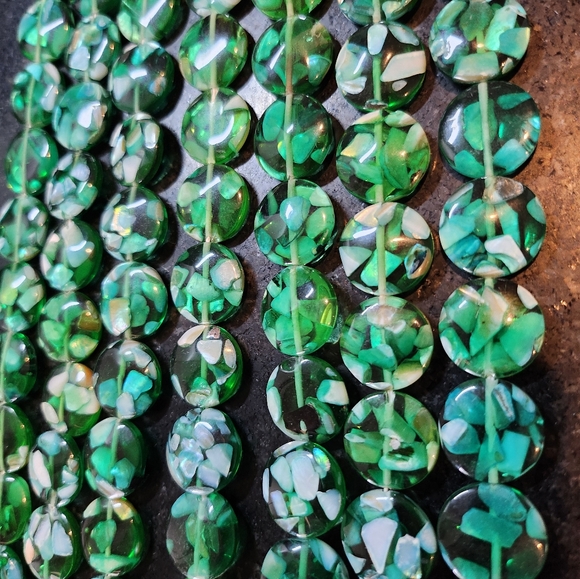 Other - Green and White Mosaic Beads